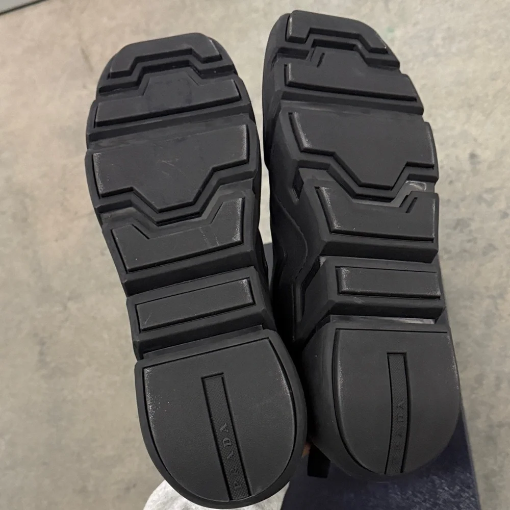 Prada Black Men's Sneakers with Yellow Logo Accent